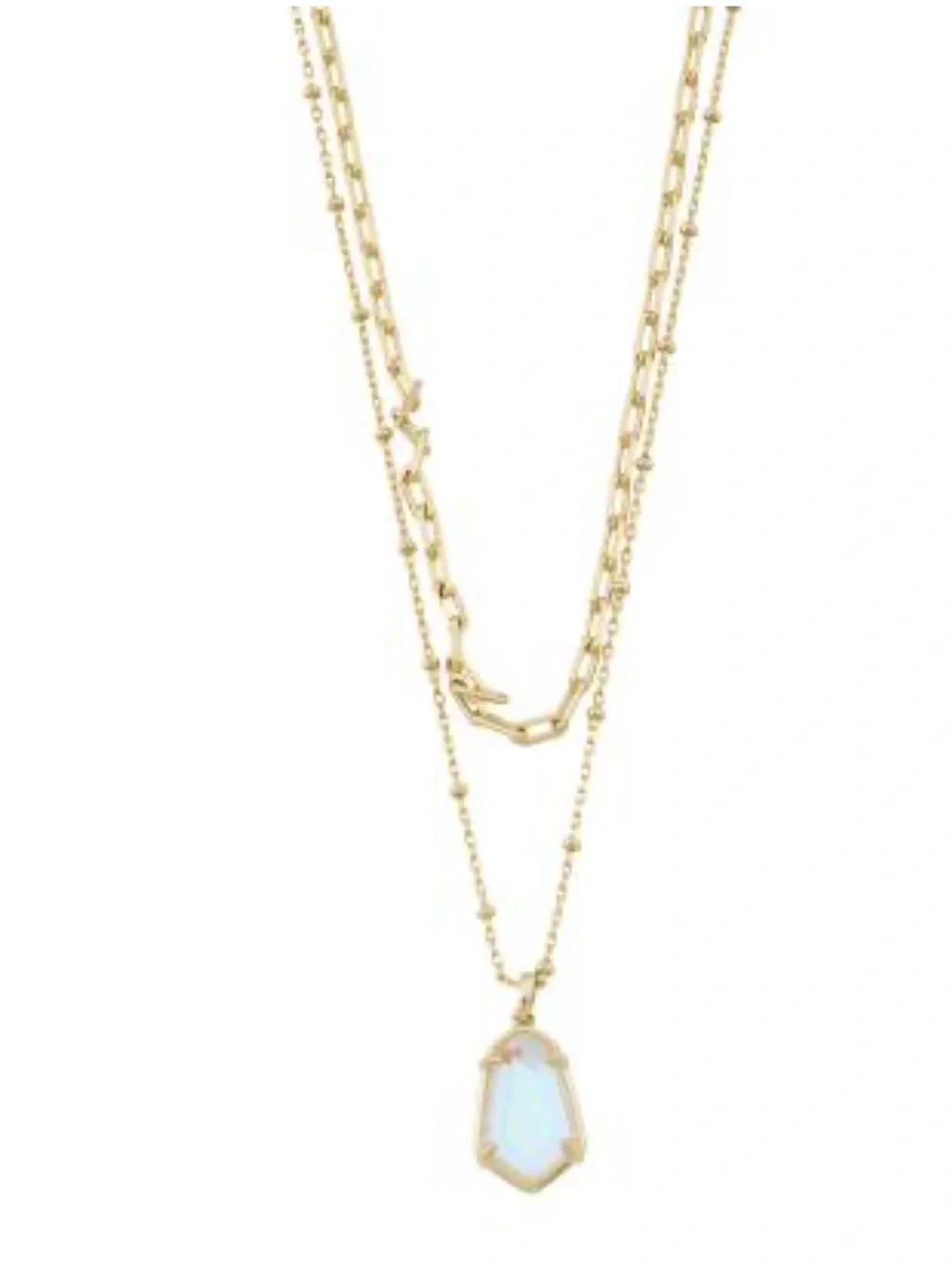 Kendra Scott Gold Layered Necklace with Blue Alexandria Pendant - Picture 1 of 4